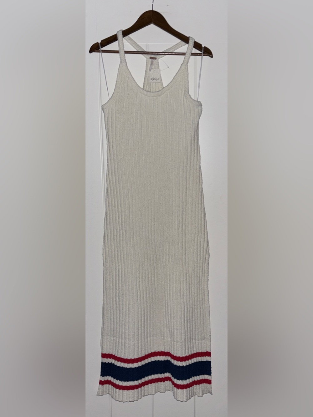 Free People The Sock Fitted Bodycon Ribbed Racerback Maxi Dress Women L NEW